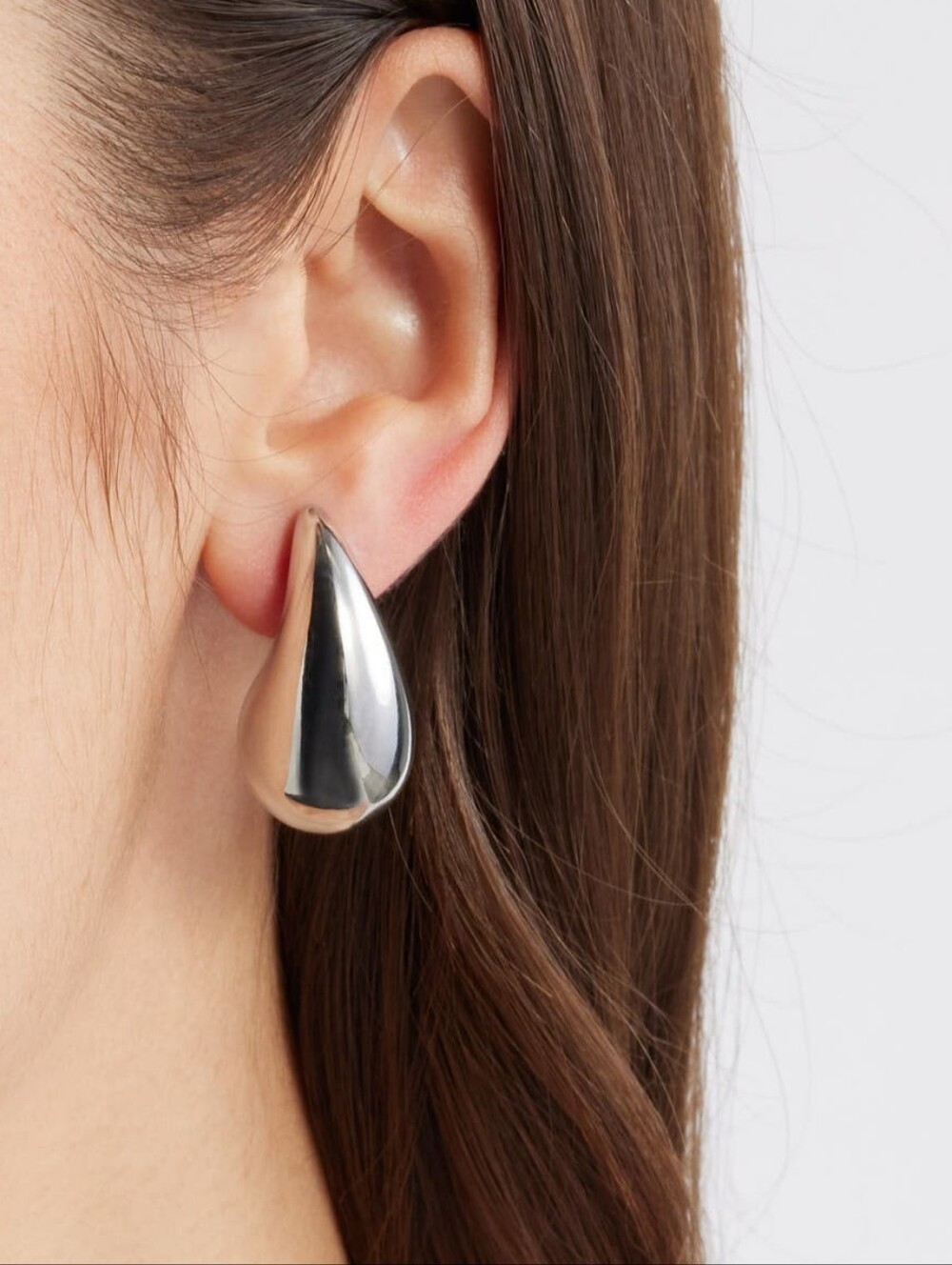 NWT Open Edit Polished Silver Teardrop Stud Earrings | Chunky Statement CC